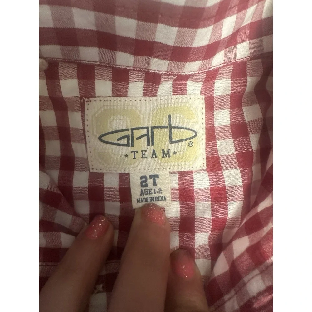 Garb Team Boys 2T Alabama Crimson Tide Red/White Plaid Cotton Button-Up